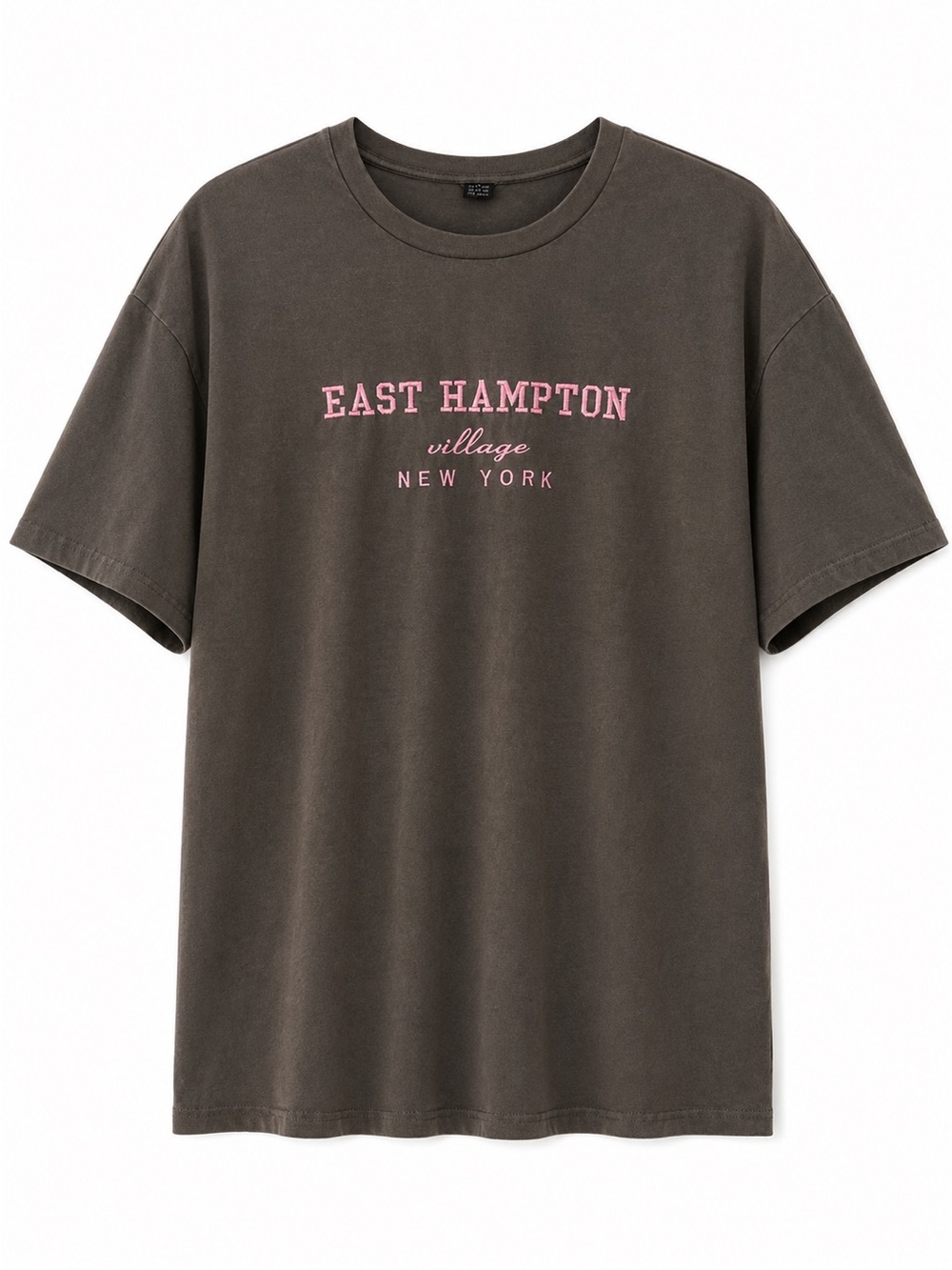 East Hampton Graphic Tee -Unisex Charcoal with Pink Embroidered Logo 🩷🤎